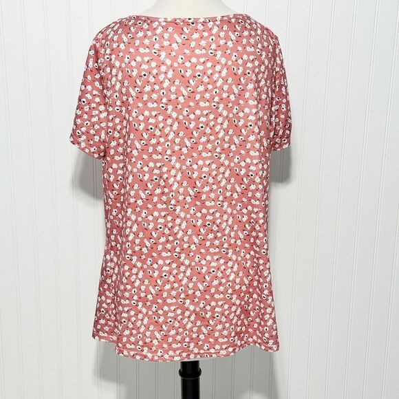 Hibluco Women's Floral Print Short Sleeve Peplum Top Tunic Blouse Coral Pink XL - Picture 5 of 10